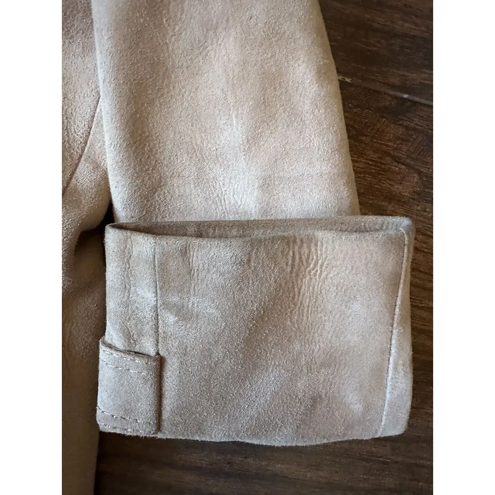 Vtg World Knits Suede Leather Jacket Sz Medium Tan Beige Brown Coat NICE QUALITY